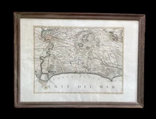 Antique Map Rome 1693 Giacomo Ameti Large Color Engraved 17th Century RARE
