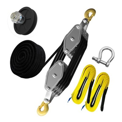 YATOINTO Upgraded Rope Hoist Pulley System, 4400LBS Block and Tackle with 304...