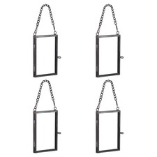 Alpertie 4PC 2x3" Mini Brass Hanging Glass Frame for Pressed Flowers Photo