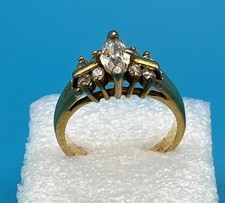 Vintage 18KTCE Marquise Cubic Zirconia Engagement Ring Gold Electroplate Sz 6