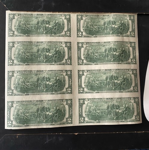 1995 $2 Note Sheet of 8 Uncut Currency Atlanta F-6 Federal Reserve Bank - Picture 3 of 6
