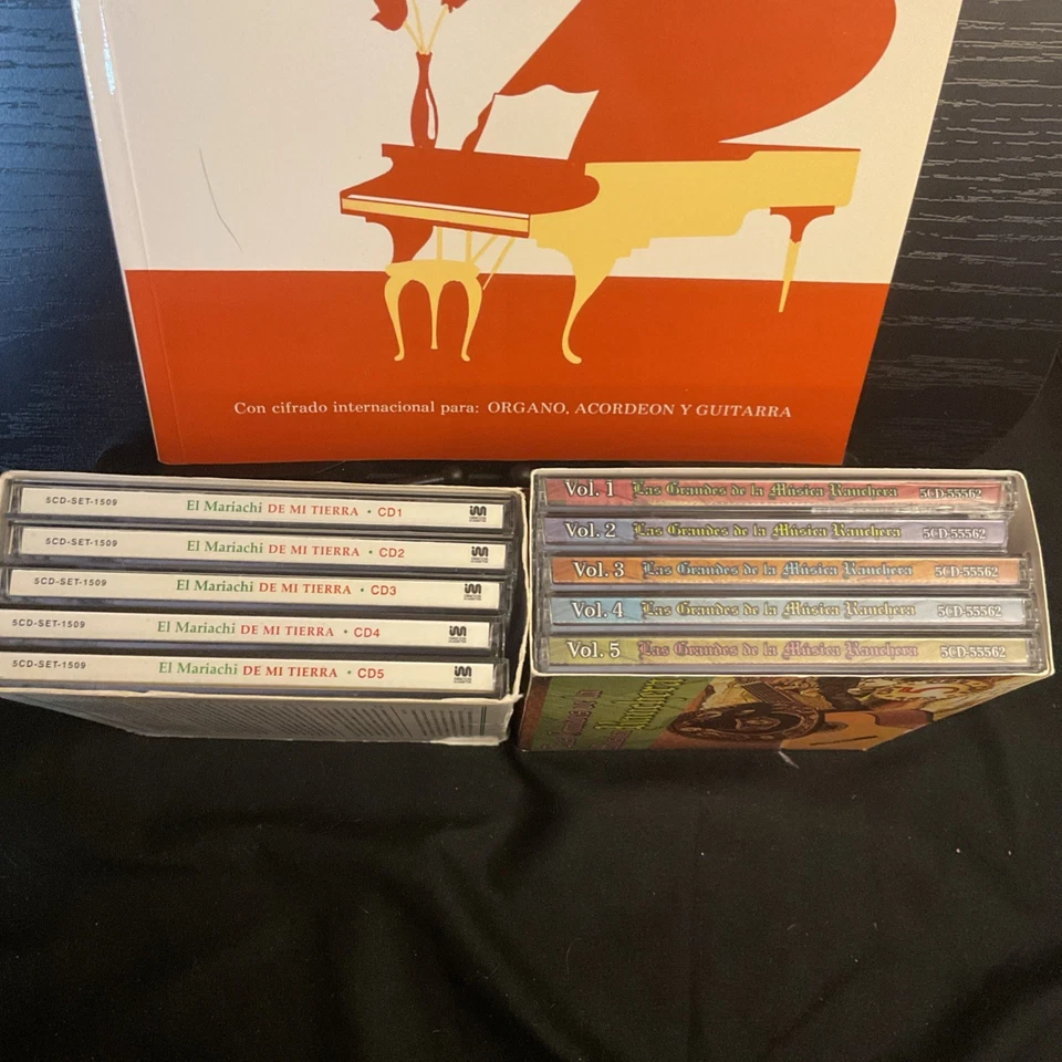 Lot Of 3 Spanish CD Set And Sheet Music Mexican Ranchera Mariachi Melodias Foto 3 de 4