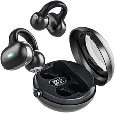 Bluetooth 5.4 Clip On Headphones, 40H Playtime Wireless Stereo Earbuds with LED