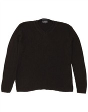 L.O.G.G Mens V-Neck Jumper Sweater XL Black Cotton IX03