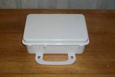 WHITE PLASTIC CONTAINER WITH LID SNAP CLOSURE RUBBER SEAL