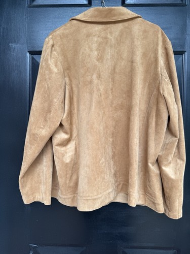 Chico's Faux Suede Vintage Brown Gold Zippers Moto Jacket Lightweight 4 (20/22) - Picture 5 of 5