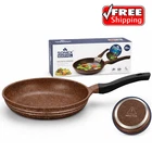 20cm Round Cast Iron Frying Pan Induction Die Cast Non Stick Skillet Brown