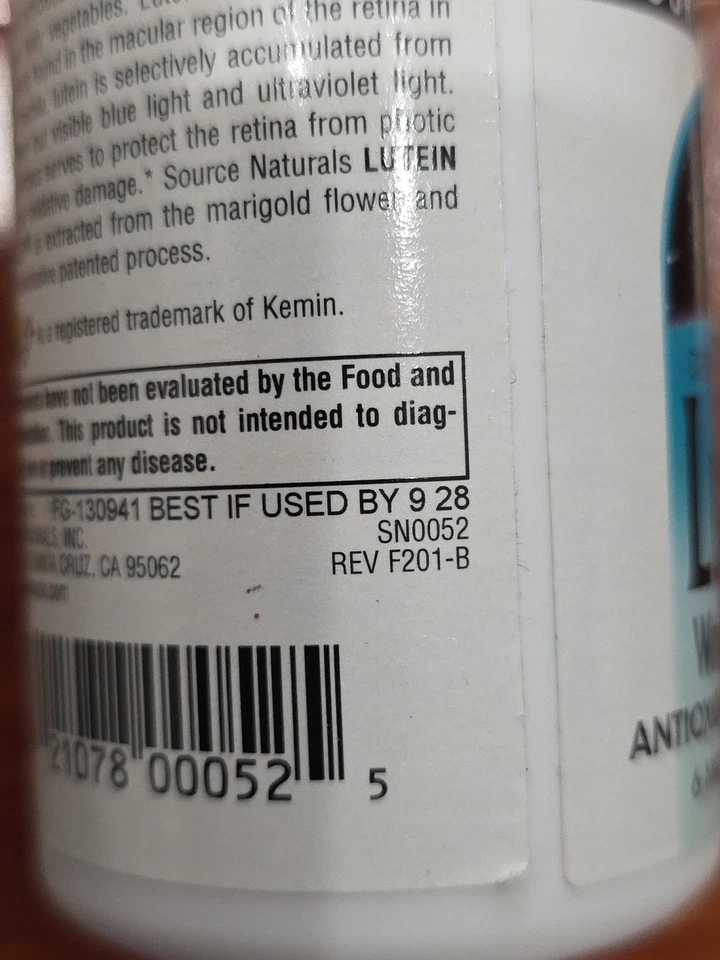 Source Naturals, Inc. Luteína 6 mg 90 cápsulas Foto 4 de 4