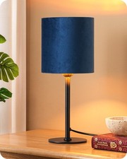 Lampe de Chevet, Lampe de Table Moderne avec Pied en Métal Noir et Abat-jour
