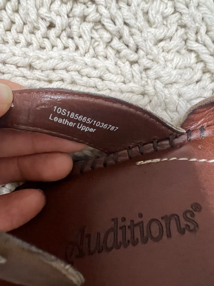 Auditions Brown Taupe Tan Womens Woven Leather Sandals 2" Wedge Heel Sz 10 S - Image 4 of 4