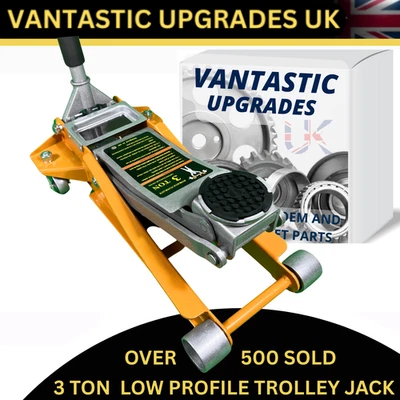 3 TON LOW PROFILE TROLLEY JACK, INCLUDING 1X SILL & 1X NON-SLIP SADDLE PUCK NEW - Image 1 of 4