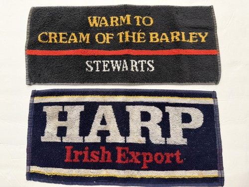 Vintage Pub Bar Towels Lot of 2 Harp and Stewarts / Man Cave