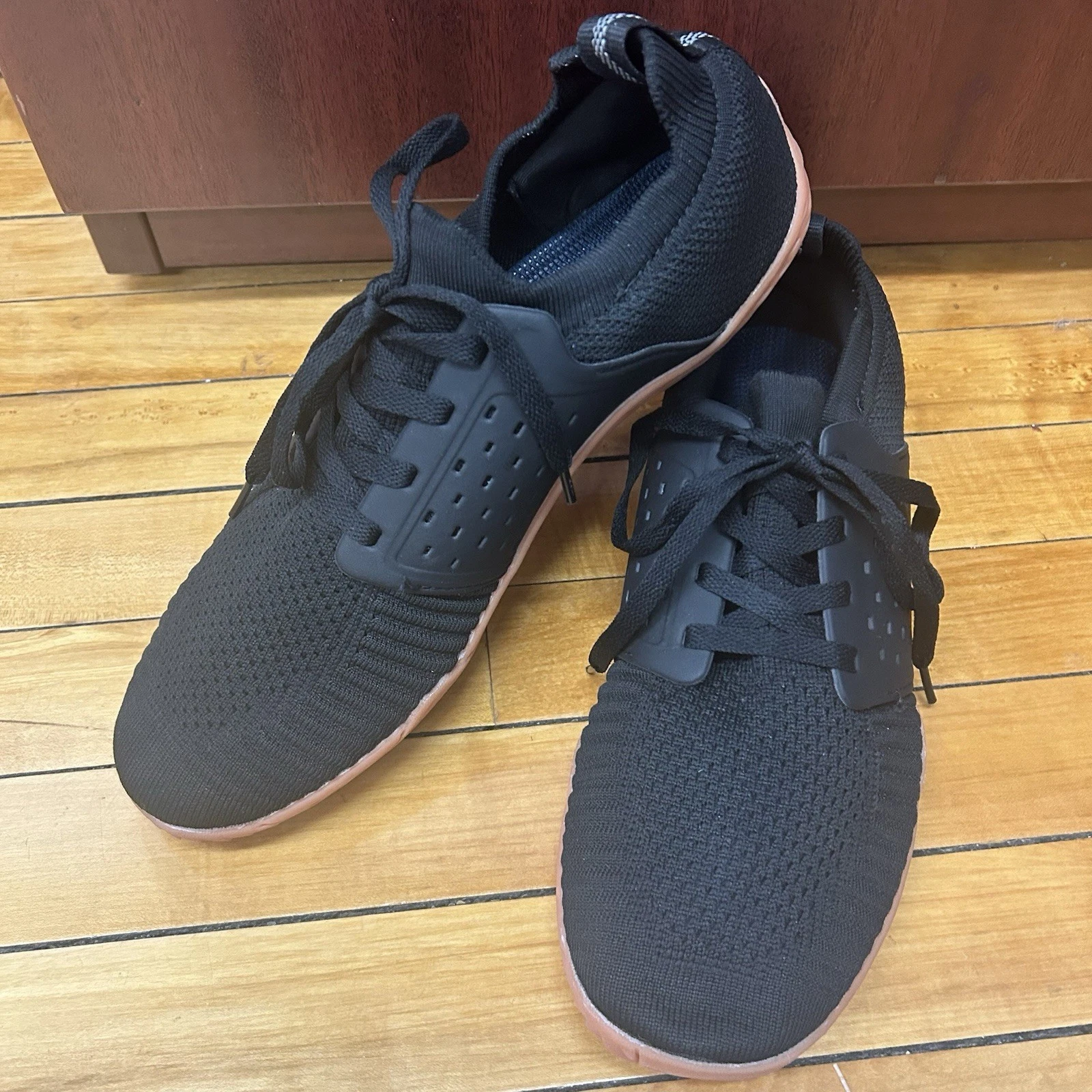 WHITIN Barefoot Mens Black Minimalist Zero Drop Trail Runner Sneakers US12 EU45