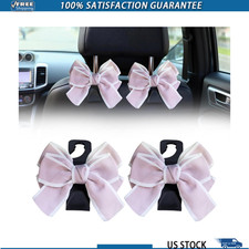 2 Pcs Car Seat Headrest Hooks Cute Bow Purse Hook Hanger Car Headrest Pink