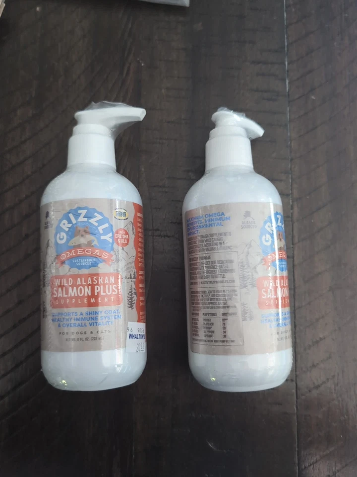 Lot Of 2 Grizzly Wild Alaskan Salmon Oil Dog Food Supplement Omega 3, 8 oz - Image 2 of 4