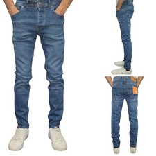 Zeus Waist 30 Mens Jeans Slim Leg Stretch Denim Stonewash Blue Trousers Pants