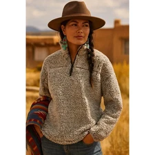 Elodie Anthropologie Fuzzy Sherpa Teddy Bear Fleece Jersey Lined Pullover Small