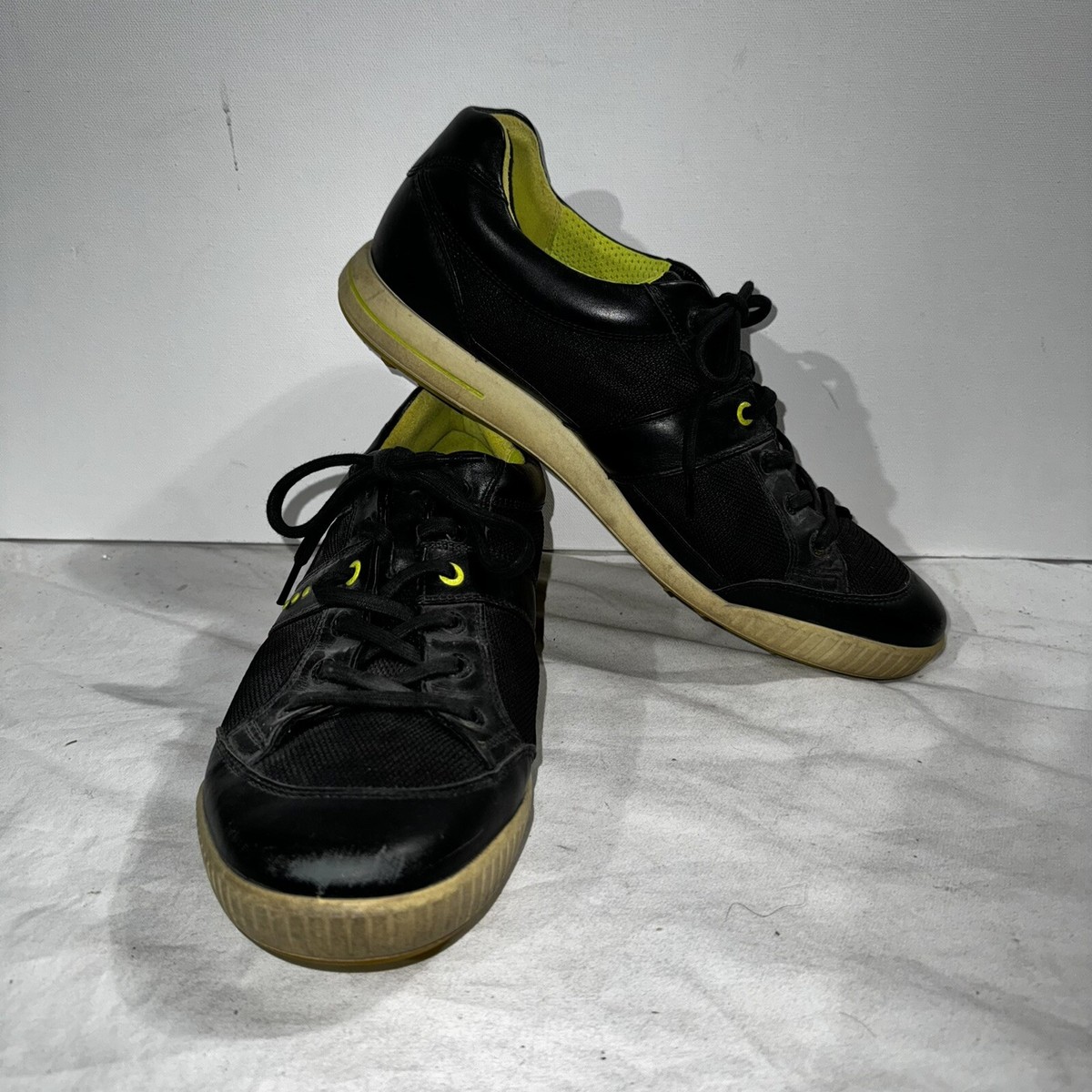 ECCO Mens Black Green Leather Athletic Golf Shoes 47 US 13  display picture 2