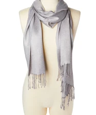 Women Silver Shawl Scarfs Acrylic Metallic Scarves Soft Hair Scarfs for Girls