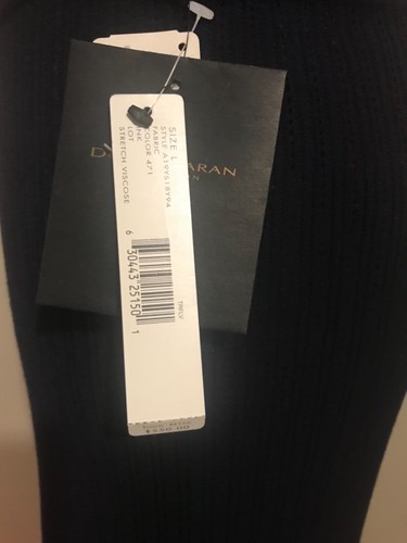 DONNA KARAN, New knit, navy, long SKIRT, Size L (fits 6-12), stretchy, flared - Picture 7 of 12
