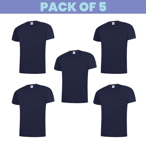 Packs of 5 & 3 Classic V Neck T-shirt Plain Short Sleeve Workwear Unisex UC317 - Picture 13 of 14