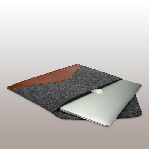 12" Notebooktasche Case Cover Laptoptasche Filz Schutz Tasche Etui Schwarz Braun - Bild 2 von 7