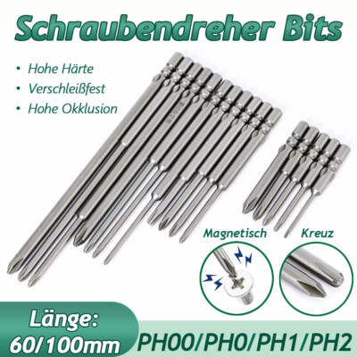 Kreuzschlitz Schraubendreher Bits PH00 PH0 PH1 PH2 Magnetisch 4mm Rundschaft Bit
