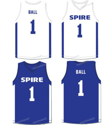 New Ball #1 Spire Basketball Jerseys Stitched White Blue Custom Name