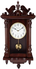 Olden Days Wall Clock with Real Wood, 4 Chimes, Antique Vintage Style, Pendulum