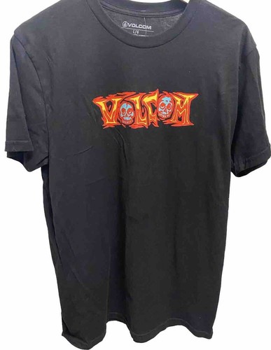 New Volcom Stone Skull T Shirt Menโs M Black Red Skate Board Tees ๐๐น - Picture 2 of 5