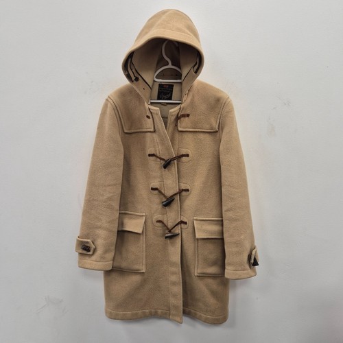 Abrigo Gloverall Marrón Lana Camel Con Capucha Fire Toggle Inglaterra Lona Talla 36