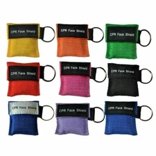 NEW CPR Face Mask Key Chain Kit - Face Shield Masks ( 30-pack ) MULTI COLORS