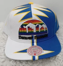 Denver Nuggets Hat Blue White Shockwave Snapback Mitchell & Ness Hardwood