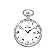 Festina F20191 Men's Stainless Steel White Analog Dial Quartz Pocket Watch 42mm