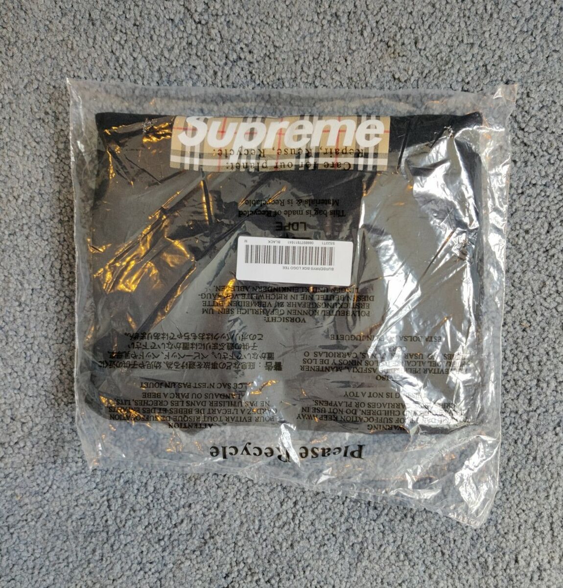 Supreme X Burberry Box Logo Tee Black Size Medium Brand New Supreme X Burberry Box Logo Tee Black Size Medium Brand New