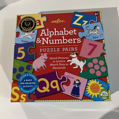 Alphabet & Numbers Puzzle Pairs - eeBoo - Toy Award | eBay