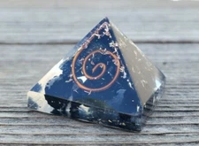 SMALL (25-30mm) BLACK TOURMALINE COIL ORGONE GEMSTONE PYRAMID ORGONITE