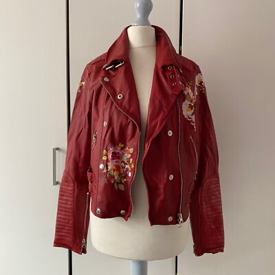 Jakett JKT NYC Harley Floral Burnished Leather Jacket Size XS