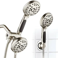AquaSpa High Pressure Combo Dual Rain & Handheld Shower Head – Brushed Nickel
