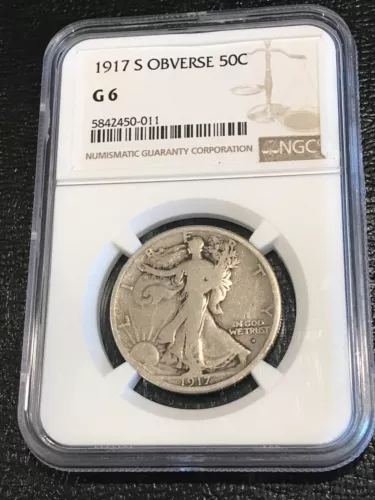 NGC G 6 1917 S OBVERSE LIBERTY WALKING SILVER HALF DOLLAR COIN-JUL749