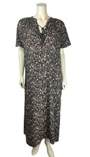 Doen Floral Print Tasseled Midi Dress Size S Kaftan Mumu Boho Short Sleeve Small