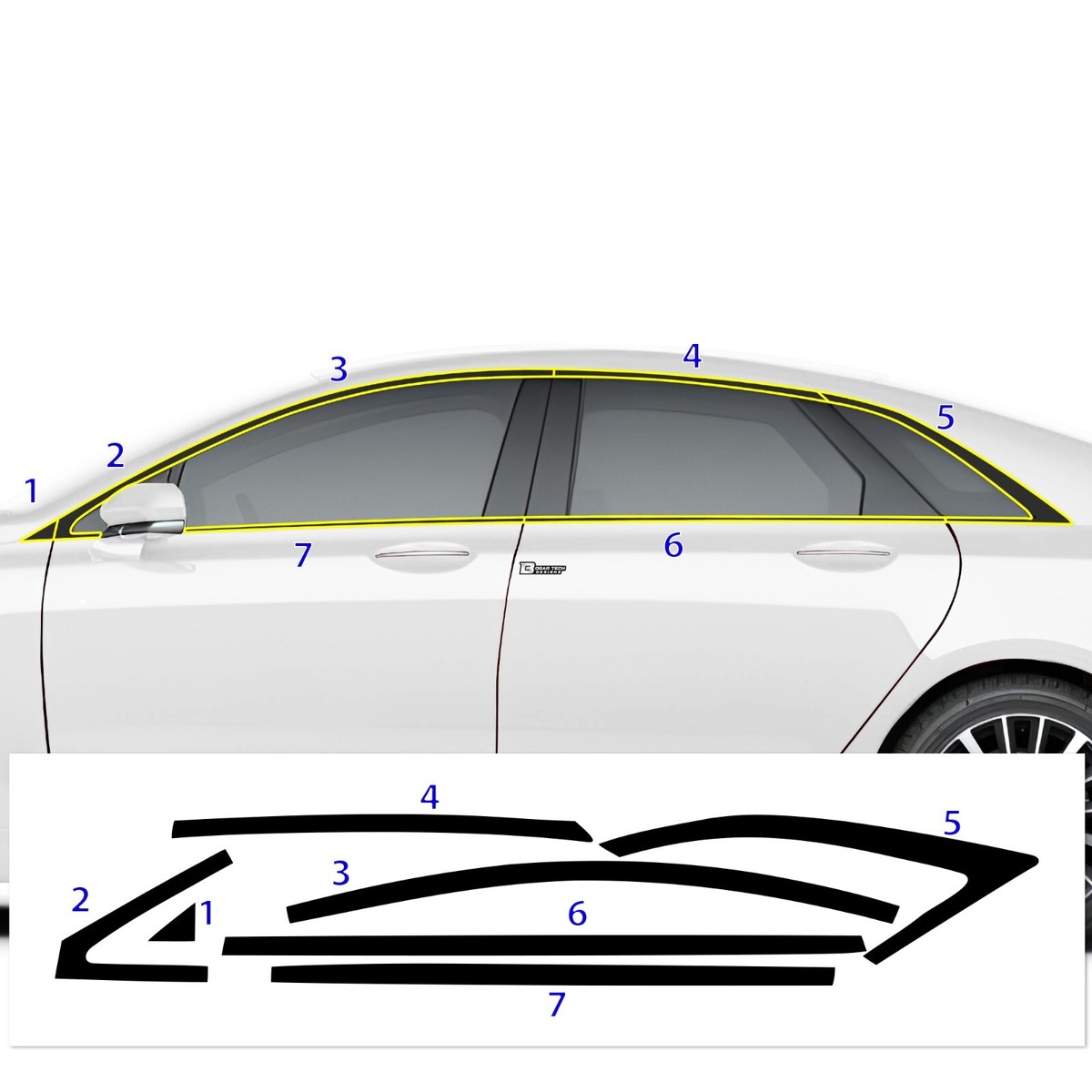 Fits Lincoln MKZ 2013-2020 Side Window Chrome Delete Decal