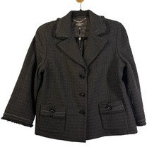 TALBOTS Blazer 12 Tweed 3/4 Sleeve Distressed Hem  Notched Lapel Lined NWOT