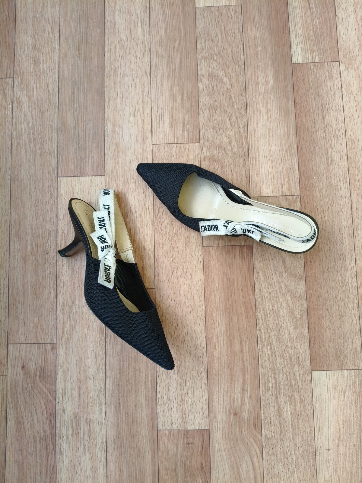 DIOR HEELS J'ADIOR SLINGBACK PUMP Black Technical Fabric Heel EU 38 US 8 thumbnail 6