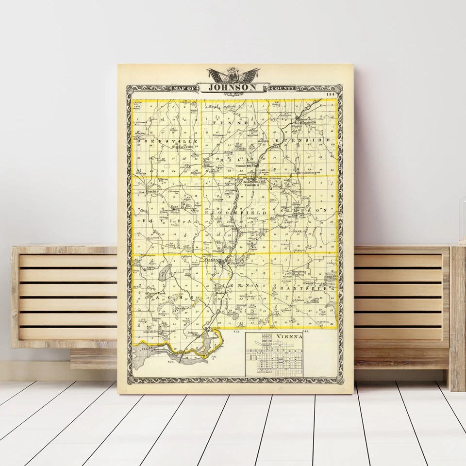 Old Map of Johnson County, IL 1876 - Vintage Illinois Art - Image 3 of 4