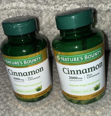 2  Nature's Bounty Cinnamon Plus Chromium, 2000 mg, 60 Capsules