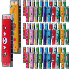 80 Pcs Children Harmonica Bulk 16 Holes Harmonica Toys Plastic Cartoon Harmon...