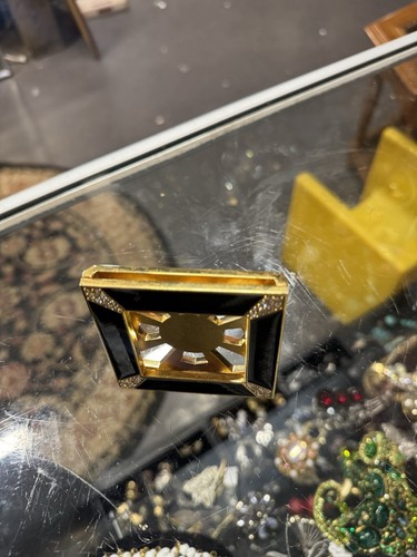 Jay Strongwater piccolo quadrato nero e oro cornice smaltata Swarovski - Foto 9 di 9