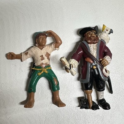 Bullyland Pirate Lot Of 2 Peg Leg Figure Toy Rare Hand painted Germany PVC