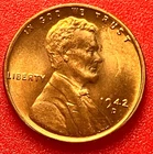 1942-D Lincoln Wheat Cent Penny GEM RED BU From an Original Bank Roll